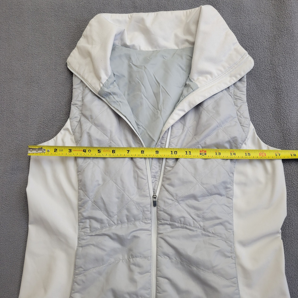 MARMOT Vest Womens Medium White Gray Quilted Warm Side Panels Walk Stroll - Picture 2 of 13